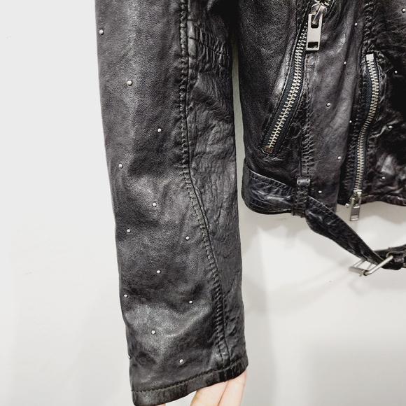 Mauritius Leather Saddy RF Studded Motorcycle Jacket in Black Women's Size M/8 - Picture 12 of 16